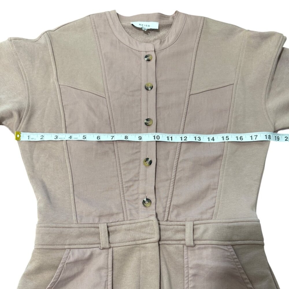 Reiss Emlyn Panel Detail Sweatshirt Dress Front Buttons Pockets Womens Size 6 - Picture 7 of 10